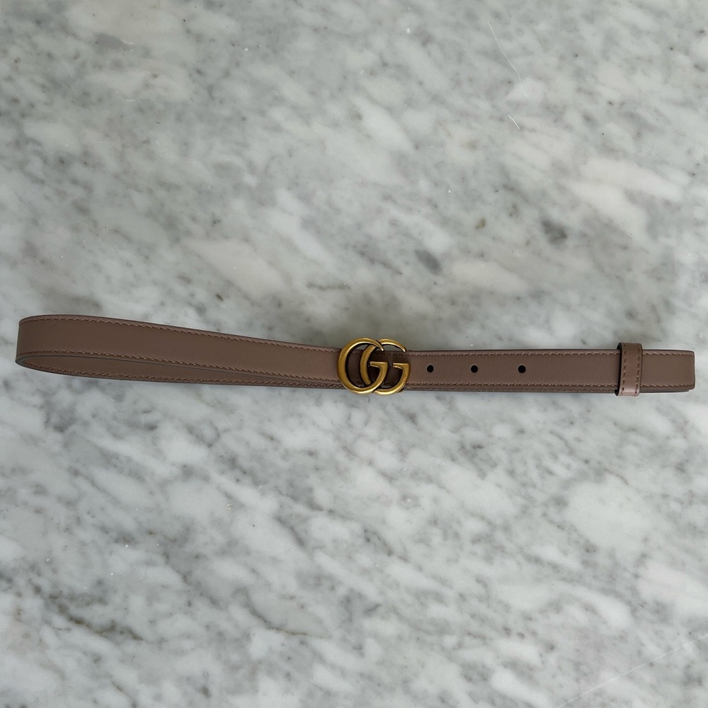 Gucci Gold Brown Belt with Iconic GG Buckle